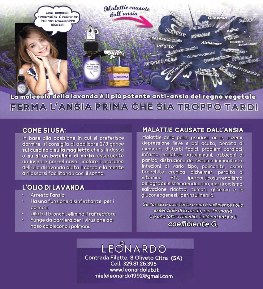 Depliant PDF - Leonardo Lab - Produttori di oli essenziali, creme naturali a base di lavanda